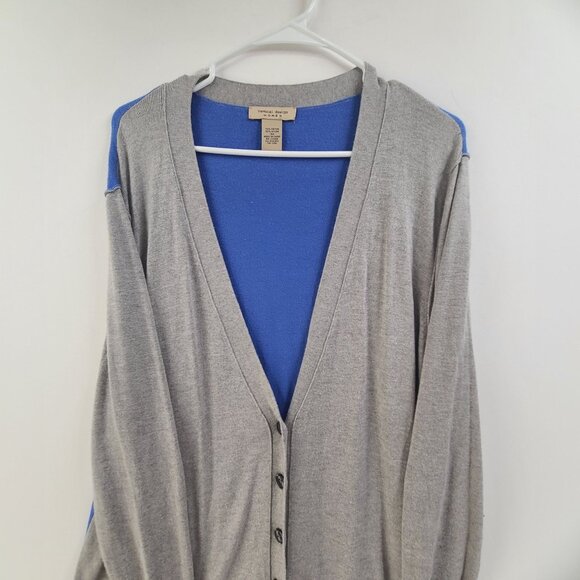 Vertical Design Cardigan Sweater V Neck Blue/Gray  Colorblock Women's Size 3X - Picture 3 of 8
